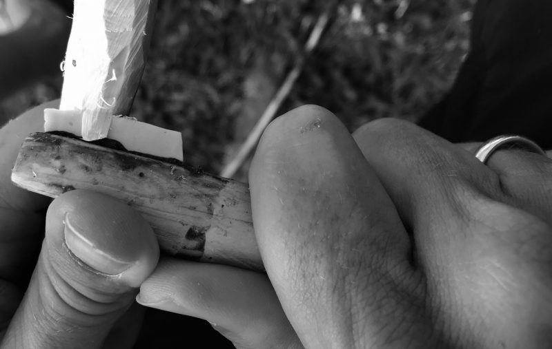 Carving juniper wood