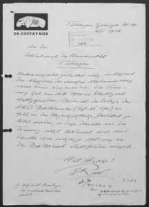 Letter notifying the wedding of Gustav Riek to the Rectorate of the University of Tübingen